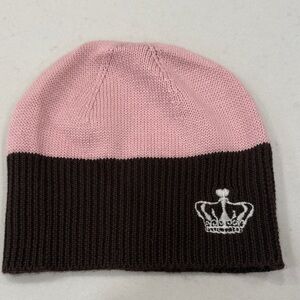 Juicy Couture Pink and Brown Beanie with Crown Embroidery